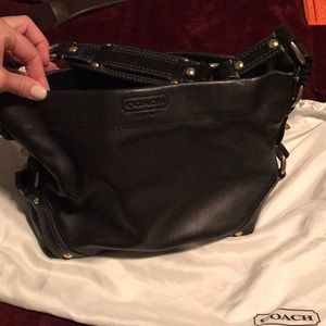 Black leather Coach purse